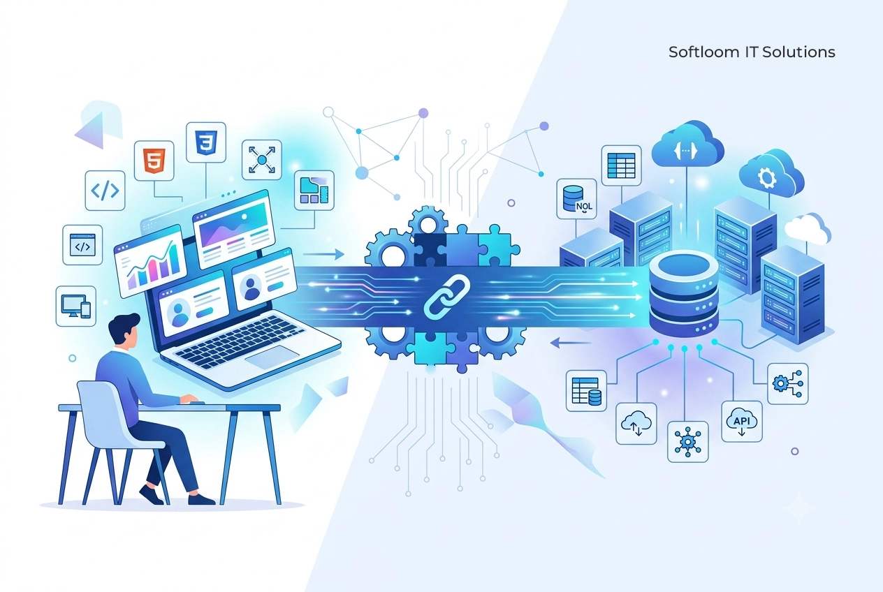 from-front-end-to-back-end-best-tech-pairs- for-modern-websites website developer doing frond and backend technology process