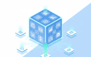 ERP system illustration showing integrated business processes and centralized data management