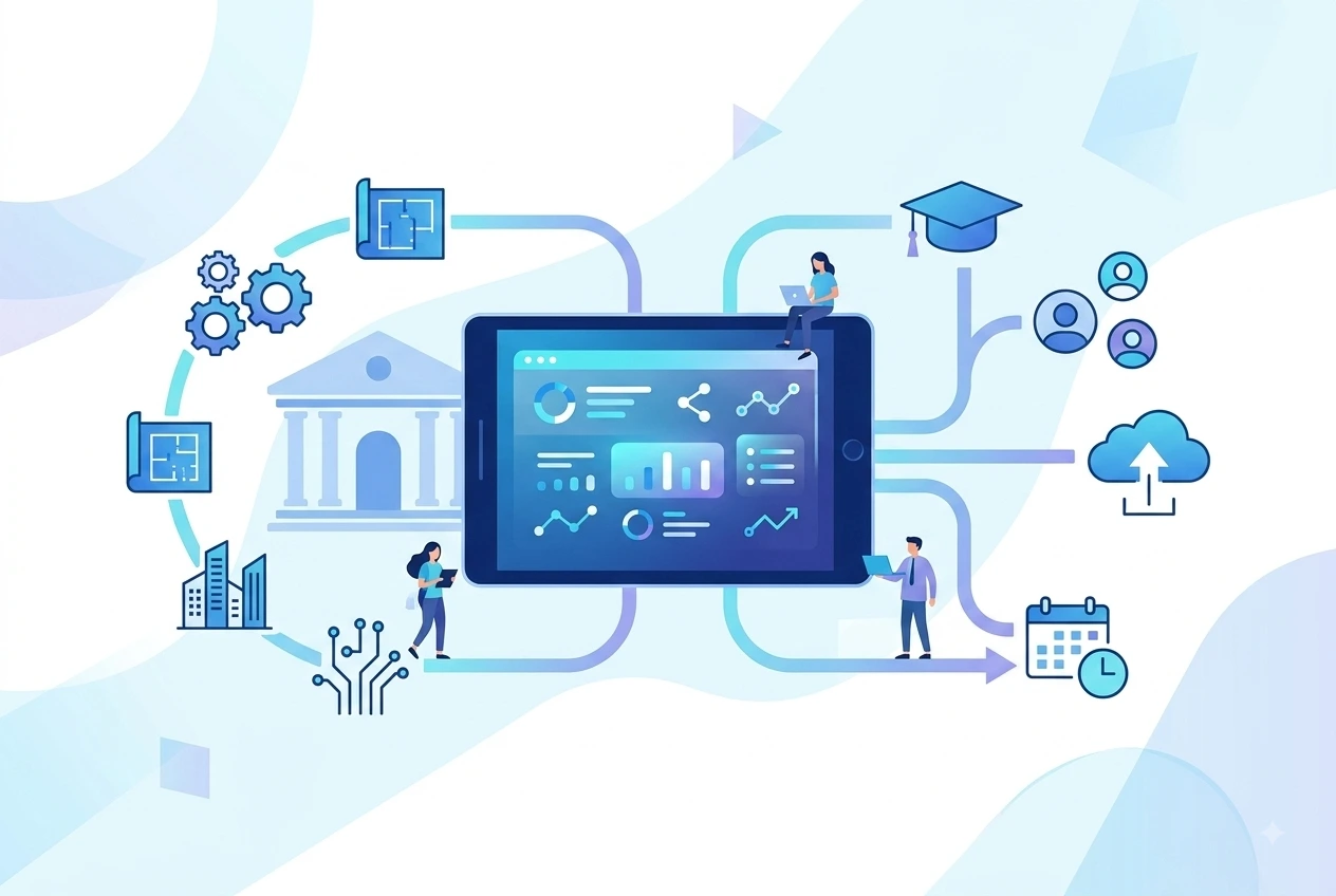 Engineering college managemnt system worklow illustrated image